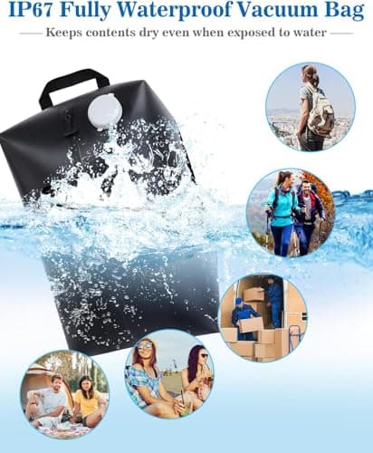 Professional Vacuum Bags with Built-in Pump, 30L IP67 Vacuum Seal Bags with See-through Window, Space Saver Bags for Clothing Travel (Black) - Thumbnail 6