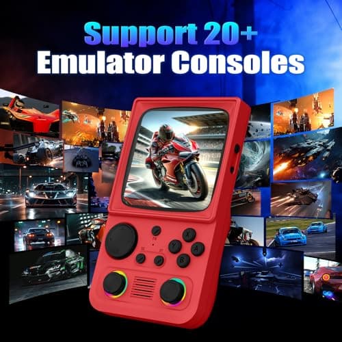 R36TMAX Retro Handhled Game Console, 4.0 Inch Retro Gaming Console with 4000mAh Battery, 64GB Preloaded with 18000+ Video Games, Portable Retro Game Console Supports WiFi Networked Fighting, Red - Thumbnail 3