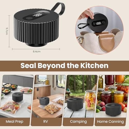Electric Mason Jar Vacuum Sealer, Upgraded 3-in-1 Jar Vacuum Sealer Kit for Mason Jars, Canning, Containers, Bags, Ideal for ‌Home Cooks, DIY Enthusiasts - Thumbnail 5