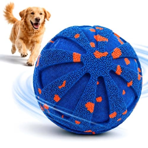 Interactive Dog Ball Toy for Medium Large Dogs, Durable E-TPU Bouncing Ball with Rechargeable Battery, Waterproof for Outdoor Play, Keeps Dogs Engaged (Blue)