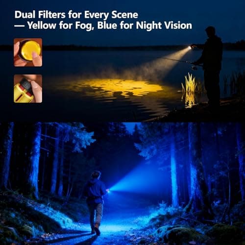 SKYFIRE 2503 LED Rechargeable Flashlights, 10000mAh Super Bright 3000 High Lumens Flashlight Zoomable Tactical Flash Light 10 Modes Waterproof for Home Camping Emergencies Outdoor Hiking Christmas Red - Thumbnail 5