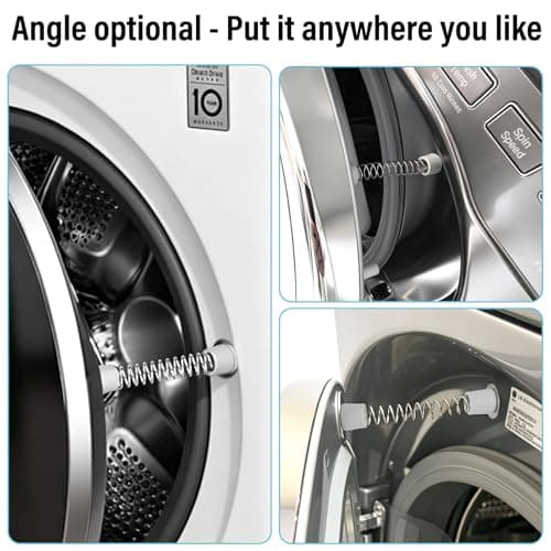 Front Load Washer Door Prop, 2 Pack Magnetic Washer Door Prop Door Holder with Flexible Spring & Adhesive Metal Discs, Removable Washer Door Stopper Keep Washing Machine Door Open to Prevent Odors - Thumbnail 5