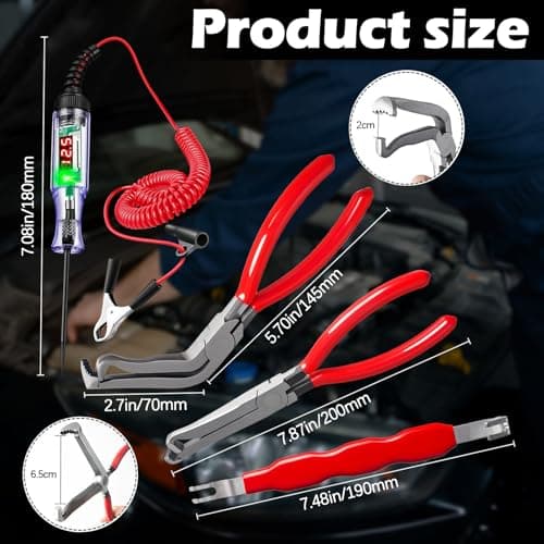 Electrical Disconnect Pliers Set – Automotive Electrical Tools & Connector Removal Tool Kit with Hose Clamp Pliers, Wire Terminal Separator, and Car Plug Connector - Thumbnail 4