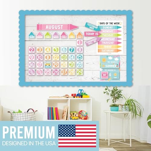 Classroom Calendar Set Bulletin Board Decor – 98 pcs School Calendar for Classroom Elementary & Preschool, Bulletin Board Decorations with Weather Chart & Seasons, Crayon Teacher Must Haves - Thumbnail 5