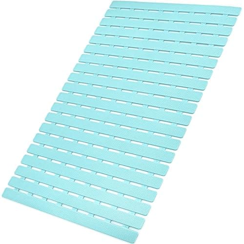 MBOSS Bath Tub Shower Mat Non Slip Bathtub Mats for Bathroom Shower Floor Mat Bath Mats for Shower Tub Anti Slip Shower Mat with Drain Hole and Large Suction Cups (Aqua Blue, 27.5 X 15.7 Inch) - Image 1