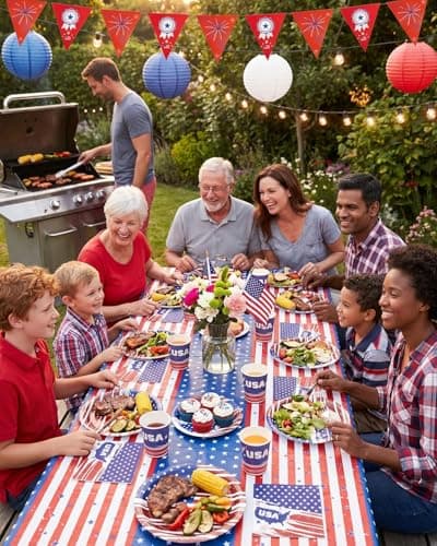Goodluck 4th of July Plates and Napkins Set, Patriotic Disposable Paper Plates Cups Napkins Tablecloth Banner, Serves 30 Guests, Red White Blue Party Supplies for Independence Day BBQ Picnic - Thumbnail 6