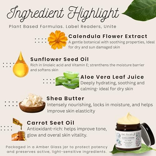 Boho Aromatic Calendula Nourishing Face Cream for Dry Skin, Natural & Organic Facial Cream, Hydrating and Moisturizing skin care product, Vegan Face Cream, calendula face cream, Facial Moisturizer - Thumbnail 5