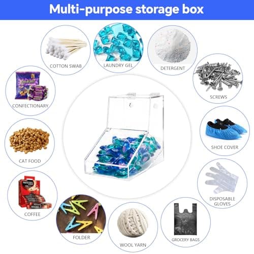 Laundry Pods Container, Acrylic Candy Dispenser Holder with 2 Lids, Dishwasher Pod Holder, Coffee Pod Holder, Laundry Pod Holder for Laundry Room, Kitchen, Home (1pcs, 8.6"L x 7.1"W x 8.6"H) - Thumbnail 3