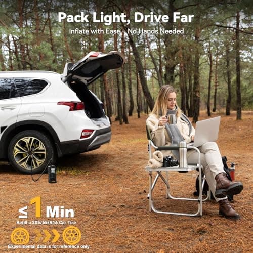 MODARI Tire Inflator Portable Air Compressor - 4X Faster 160 PSI Portable Air Pump for Cars - Cordless Tire Inflators with Gauge - Portable Tire Inflator for Car, Pickup, Bike and More - Thumbnail 2