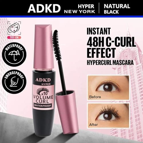 2-in-1 Waterproof Mascara &Wing Eyeliner Stamp - Curling, Lengthening & Volumizing Lashes Easy Application with Smudge-Proof, Long-Lasting Formula for Effortless Black Cat Eye Makeup - Thumbnail 6