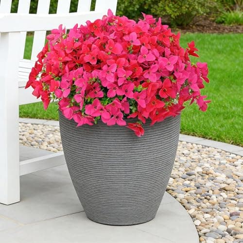 Apeair 12 Bundles Artificial Flowers for Outdoors，Plastic Flowers Uv Resistant Fake Plants Bulk for Spring Summer Hanging Planter Porch Window Garden Home Decor