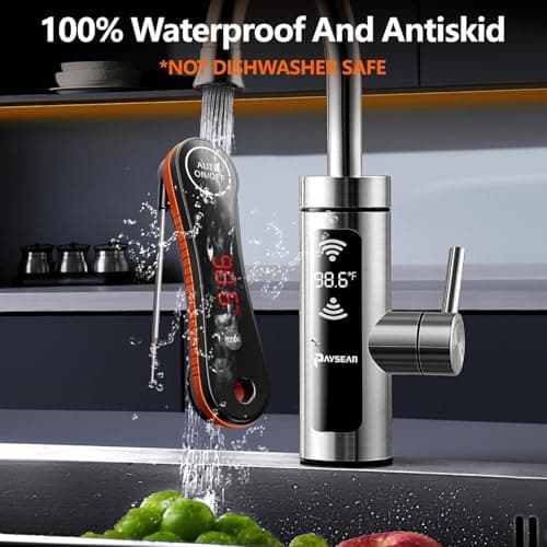 Meat Thermometer Digital - Paysean Instant Read Meat Thermometer with Auto Rotating Backlit Display, IP67 Waterproof for Cooking, Grilling, BBQ, Candy (Deep Black) - Thumbnail 5