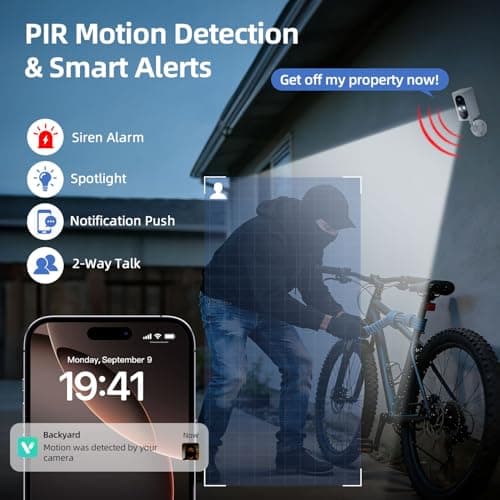 Security Cameras Wireless Outdoor 355° Pan Rotating 2K Color Night Vision Cameras for Home Security WiFi Battery Outdoor Camera Motion Detection 2-Way Talk IP65 Spotlight Siren SD/Cloud Storage 2 Pack - Thumbnail 5