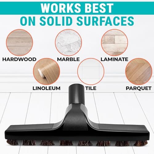 Horsehair Vacuum Brush Attachment 1 1/4 – Vacuum Attachments with 3 Hose Adapters 1.25" to 1.37" - 10.2" Brush Width, 1.25" Diameter Wands, Rotates 360° | Ideal for Wood, Tile, and Smooth Surfaces - Thumbnail 6