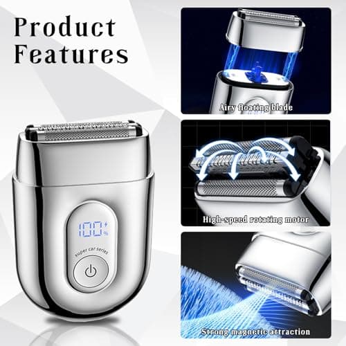 Electric Razor for Men, Electric Foil Shavers for Women,Mini Foil Shaver with Double Floating Blades, IPX7 Waterproof Wet/Dry Shaver, 90 Min Runtime, LED Display, Travel Lock, Gifts for Men&Women - Thumbnail 6