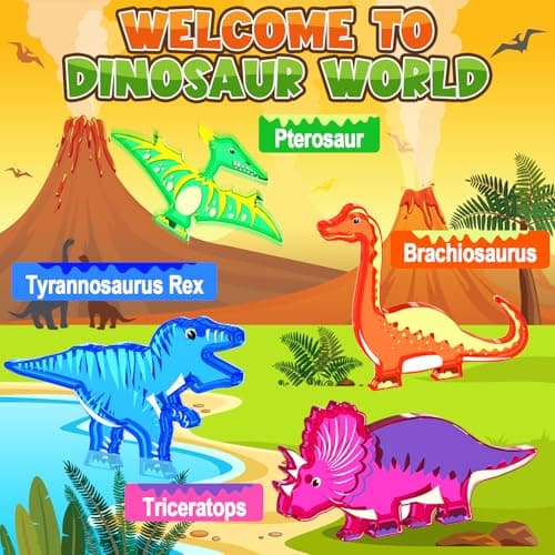Coodoo Dinosaur Toys Magnetic Tiles Lava Dinosaur World Set - Magnetic Blocks Building for Kids 3-5 5-7 Girls Boys Toy Age 4-6 6-8, Classroom Must Haves Toddler Sensory for 3+ Year Old Kids Toys - Thumbnail 5
