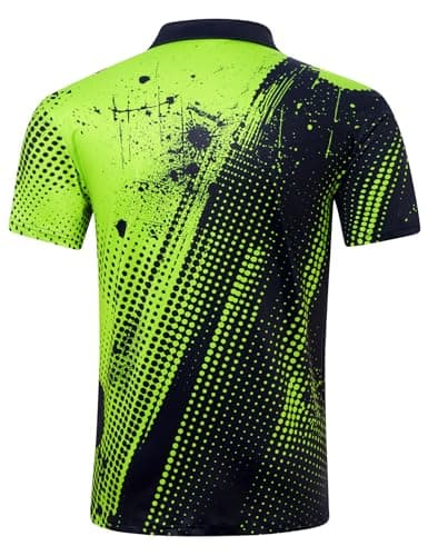 Seadodo Short Sleeve Shirts for Men Quick Dry Moisture Wicking 4 Way Stretch Neon Black Yellow Polo Tops Athletic Workout Running Gym Golf Tops XL - Thumbnail 4