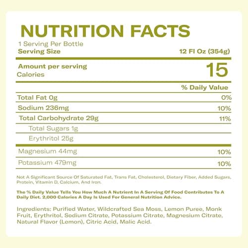 True Sea Moss Lemon Lemonade – Single Flavor Pack with Classic & Electrolyte Formula Variation – 4 × 12 fl oz Bottles – Made in USA - Thumbnail 2
