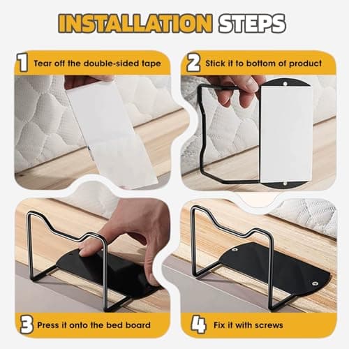 Mdkave Mattress Slide Stopper,Mattress Retainer Bar,Mattress Retainer Bar for Adjustable Bed,Wider Taller Non Slip Mattress Gripper,Anti Mattress Slide for Most Soft Bed(Black,3.93" H,4 Pack) - Thumbnail 6