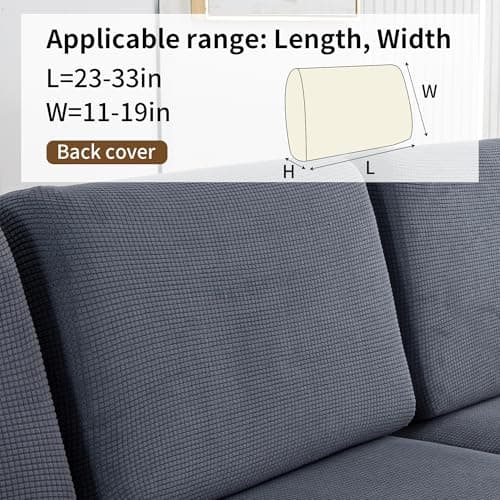 UWWGKK Stretch Couch Cover for Sectional Sofa - Multiple Patterns & Colors,Sofa Cover Design for Backrest,Dark Grey Ymg Backrest Cushion(1 Pcs) - Thumbnail 5
