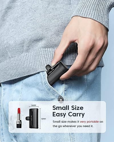 Kuulaa Portable Charger USB C Power Bank 4500mAh Small Portable Phone Charger Android Compact Plug in Battery Pack Portable Compatible with iPhone 15, Samsung Galaxy, Moto, LG, Pixel, Black - Thumbnail 4