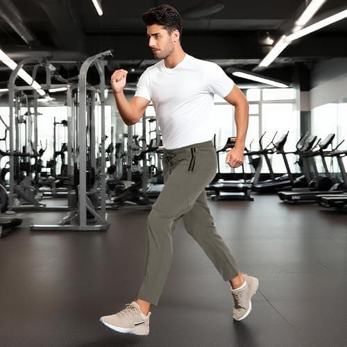MOURCE Comfort-Fit Quick-Dry Track Pants - Men's Athletic Joggers Summer Casual, Khaki 3XL - Thumbnail 3