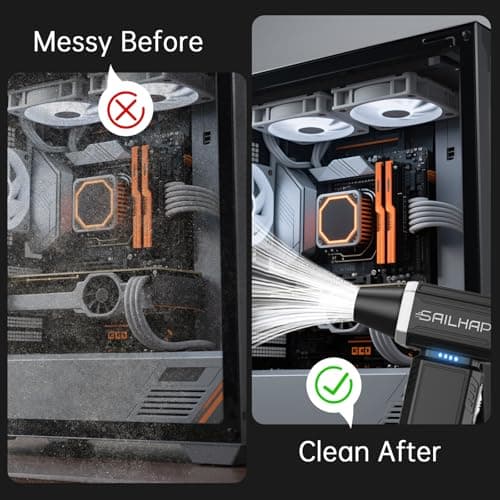 SAILHAPI Powerful Air Duster 300000RPM, Handheld Office Duster Blower Replaced Can of Air, Rechargeable Durable Small Blower for PC Gamers, Barber, Laptop & Snow Removal, Birthday Gifts for Dad - Thumbnail 4