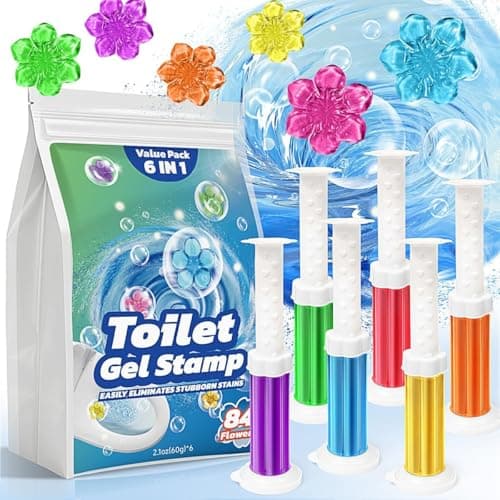 Gihen 84 Flowers Toilet Cleaner Gel Stamps- (6 in 1) Air Freshener, Effective Deodorizer, Long Lasting Fragrance for Bathroom, Toilet Bowl