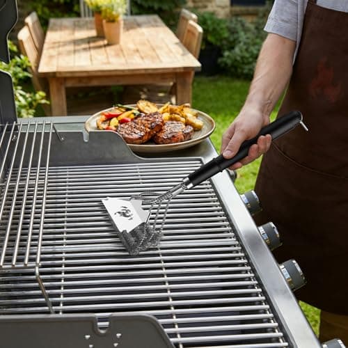 TNTOR Bristle Free Grill Brush with Scraper, 18" Adjustable Handle BBQ Grill Brush for Outdoor Grill, Extra Strong Grill Cleaning Accessories for Grill/Smoker/Gas/Charcoal, Grill Gifts for Men/Dad - Thumbnail 5