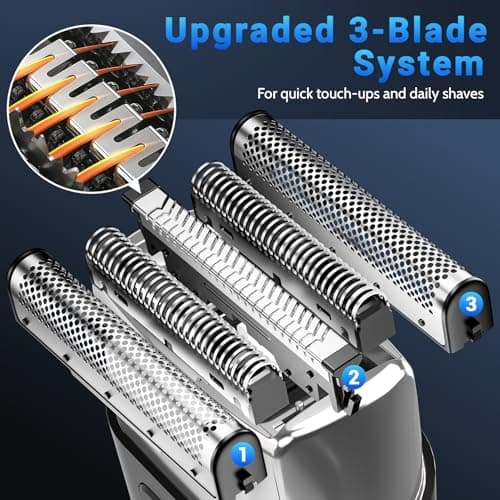 YOXSPD Electric Foil Shavers for Men: Mini Electric Razor with 3 Floating Blades, LED Display, Dual Speed - IPX7 Waterproof Wet/Dry Cordless Razor, USB Fast Charging, Travel Lock (Black) - Thumbnail 2