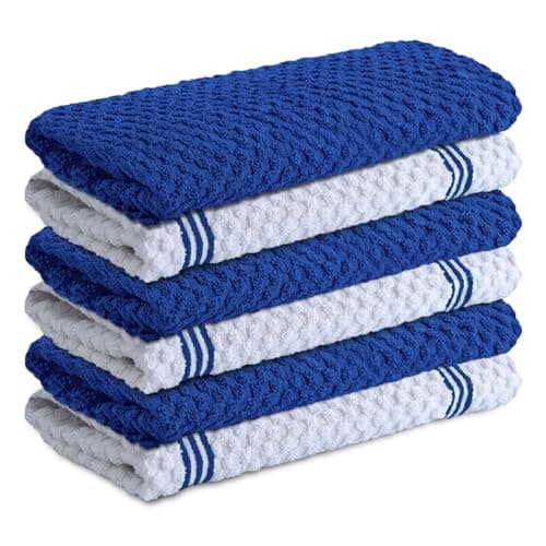 Infinitee Xclusives 100% Cotton Kitchen Towels - 15x25 Inch Ultra Soft Tea Towel, Super Absorbent Terry Dish Towels for Kitchen Linens |Blue| - Image 1