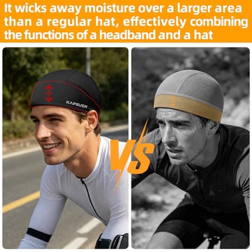 Sweat Band Hat-Mens Black Skull Cap, Motorcycle Helmet Liner for Football - Thumbnail 3