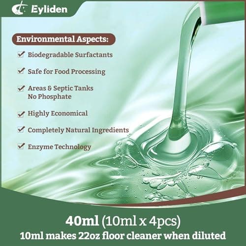 Eyliden Spray Mop with Cleaner Solution, 40ml Bio-Enzyme Floor Cleaner Concentrate - pH Neutral, 2 Microfiber Pads, Long-Lasting Freshness, Effective All-in-One Wet Mops Safe for All Floor Cleaing - Thumbnail 4
