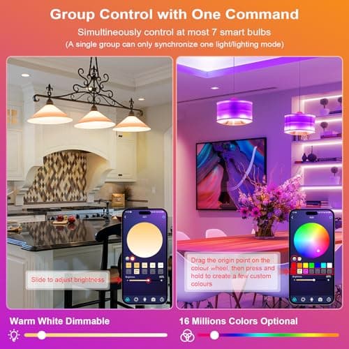 FRIDEKO HOME Smart Light Bulbs - Led Dimmible Color Changing Light Bulb for Home Works with Bluetooth Music Sync - A19 RGB Lightbulb for E26 Base with APP Control & Timer (2 Pack) - Thumbnail 5