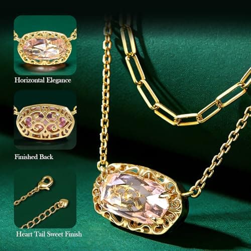 Anranyo Birthstone Necklace for Women, Oval Cut Garnet Paperclip Stackable Necklaces, 18K Gold Plated Dainty Red Cubic Zirconia Pendant Necklace，Non Tarnish, Birthday Mothers Day Gifts for Wife - Thumbnail 6