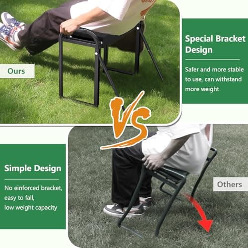 seasky Foldable Garden Kneeler and Seat, Anti-Tipping Gardening Bench Widened Thick Soft Kneeling Pad, Heavy Duty Gardening Stool with Tool Bag,Gardening Gift for Women - Thumbnail 3