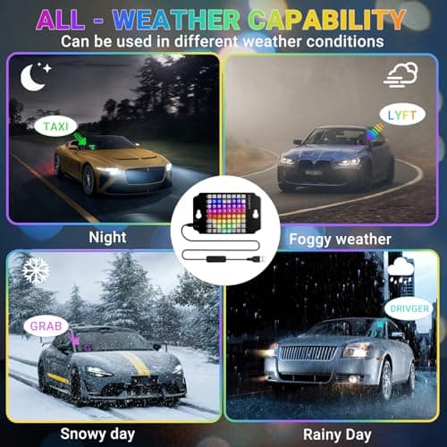 LED Lights for Car Windshield, 8x8 Pixels Custom LED Sign for Car Lights, Scrolling Loop Playback DIY LED Display Screen Buttons for Car Lights - Thumbnail 5
