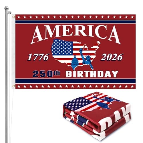 250th Anniversary American Flag - 3x5 Ft Red White and Blue Double Sided 3 Layers Patriotic Flag - 4th of July Decorations Independence Day 250th Anniversary Flag for Indoor Outdoor Decoration - Image 1