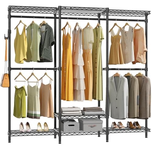 VIPEK V3 Nano Clothes Rack with 4 Semi-Shelves and 3 Standard Shelves, Clothing Rack for Hanging Clothes, Free Standing Closet System, Portable Metal Wardrobe for Bedroom, Max Load 800LBS, Black - Image 1