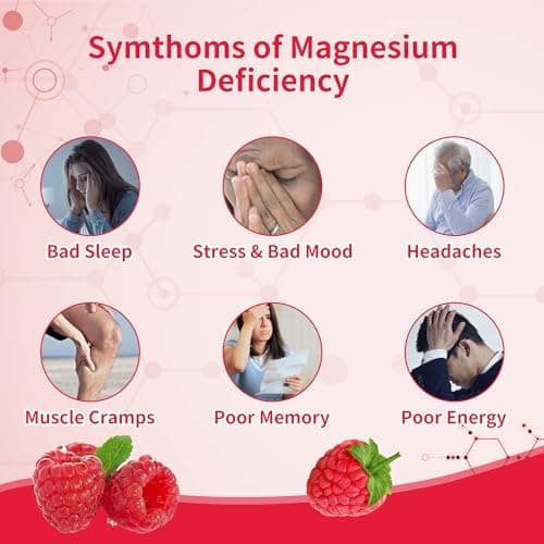 180 CT Magnesium Glycinate Gummies 1000mg - Sugar Free Magnesium Potassium Supplement with Vitamin D, B6, CoQ10 for Calm Mood & Sleep Support - 180 Raspberry Gummies - Thumbnail 3