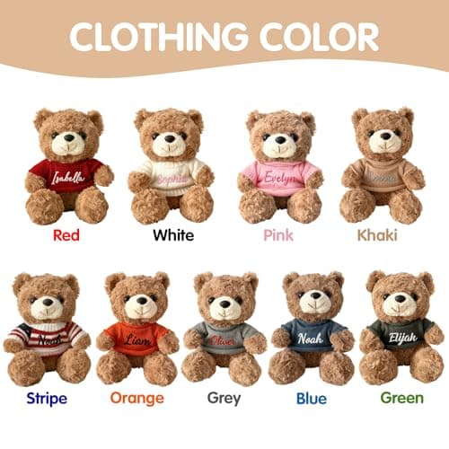 OELTTG Personalized Teddy Bear with Embroidered Name, Soft Plush Stuffed Animal, Customized Sweater Teddy Bear Unique Gift for Birthday Christmas Baby Shower Kids Adults - Thumbnail 5