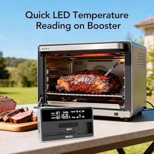 Btclink WiFi Sub-1G Smart Meat Thermometer Unlimited Range, 7 NIST-Cert.Sensors Magnetic Large-Display Smart Base, IP68 Wireless BBQ Grill &Smoker Thermometer, App&Standalone Monitoring(1,Black,Small) - Thumbnail 3