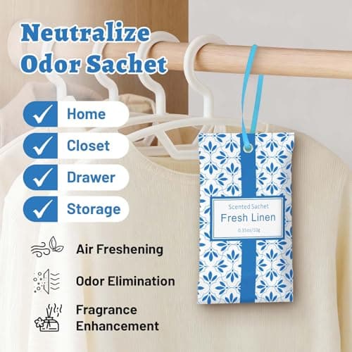 STRN Linen Scented Sachets for Drawer and Closet, Long-Lasting Sachets, 14 Packs for Home Fragrance, Small Space Air Freshener for Wardrobes - Thumbnail 4