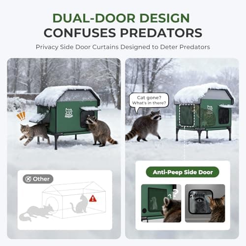 Apasiri Heated Outdoor Cat House for Winter: Insulated with Heating Pad, Indestructible Weatherproof Winter Shelter, Elevated Support to Keep Interior Dry for Stray Cats, Medium - Thumbnail 5