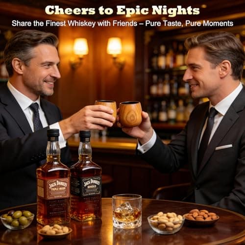 Nisuez Wooden Whiskey Glass,Charred Wooden Whiskey Drinking Glass Set of 2,10oz Handcrafted Premium Retro Cup for Men,Husband,Dad,Whiskey Lovers for Birthday & Father's Day. - Thumbnail 3