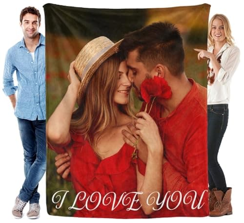 Personalized Love for Couple Girlfriend Boyfriend Birthday Christmas Custom Blanket with Picture Customized Memories Souvenir with Wedding Photos Valentines Day Gift for Wife - Image 1