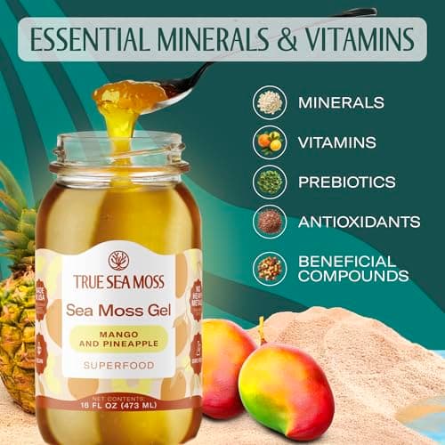TrueSeaMoss Sea Moss Gel – Made in USA – Wildcrafted Seamoss, Fruits & Jarred Vegetables – Mango/Pineapple, Pack of 1 (Labels may Vary) - Thumbnail 5