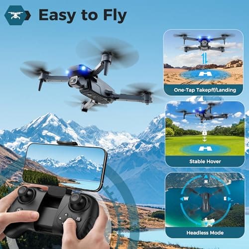 Drone with 1080P FPV Camera, Drone for Kids Adults with One Key Take Off/Land, Altitude Hold, 3D Flip, Waypoint Flight, Gestures Selfie, Gravity Control, 3 Speed, 2 Battery, Mini Drone with Camera for Kids 8-12 10-15, Beginners - Thumbnail 3