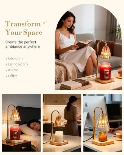 Marycele Candle Warmer Lamp with Timer for Yankee Candles, Adjustable Height Wax Melt Warmer, Birthday Gifts for Mom Women Sister, Vintage Amber Glass Lamp, Thanksgiving Decorations for Home Decor - Thumbnail 6