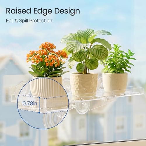 Leafory 2PCS Window Plant Shelves, 15.7 X 5.9inch Clear Acrylic Floating Shelf Strong Suction Cup Plant Holder with Bracket, Window Shelf for Plants Indoor - Thumbnail 6